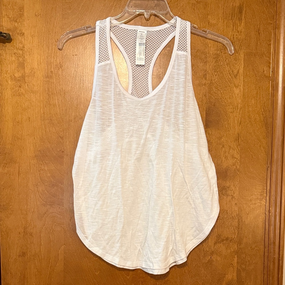 Marika Mesh Back White Tank Top